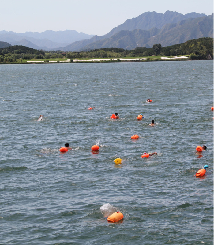 1 Stück Schwimmtasche zur Aufbewahrung, aufblasbar, Sicherheitsboje, Rettungsschwimmer, mit Hüftgurt, Schwimmen, Surfen, Rettungsboot